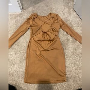 Orange/brown long sleeve mini dress